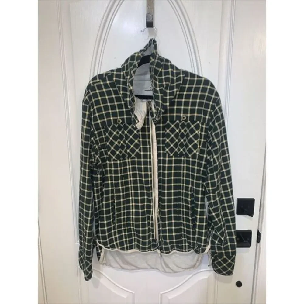 Artful dodger Men's Green‎ Plaid Zip Up Skater jacket sz XL grunge skater preppy